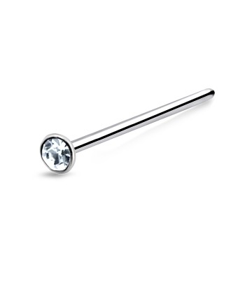 2mm Round Rhinestone Silver Straight Nose Stud NSKA-12